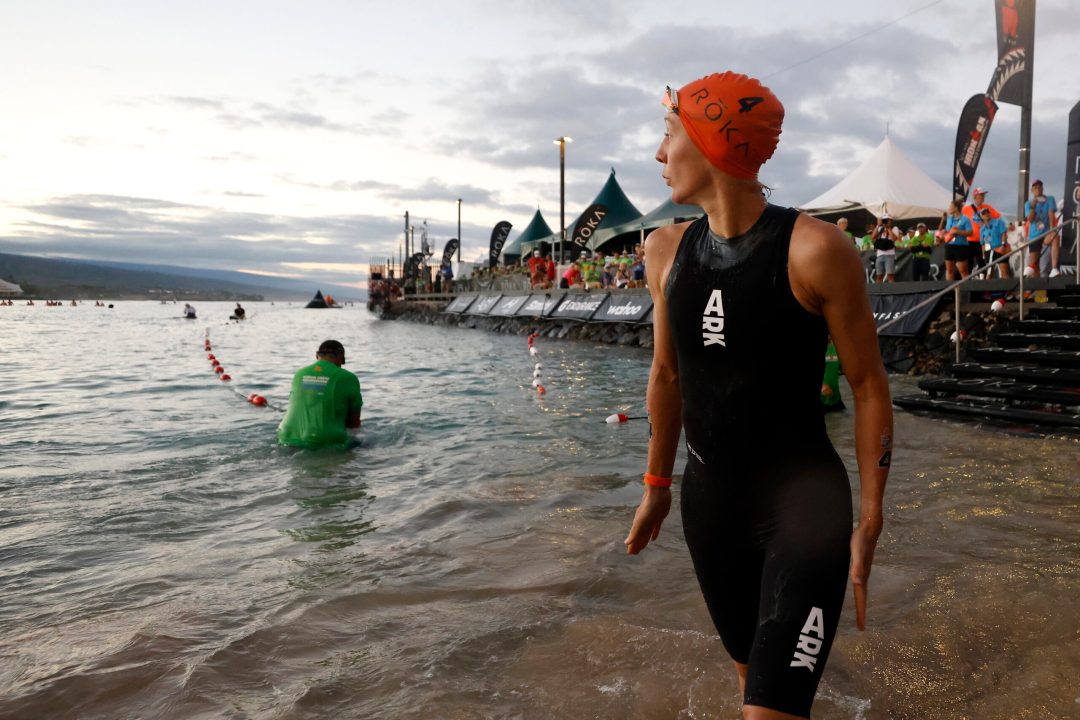 Daniela Ryf of Switzerland walks down to the swim start of the 2023 Ironman World Championship