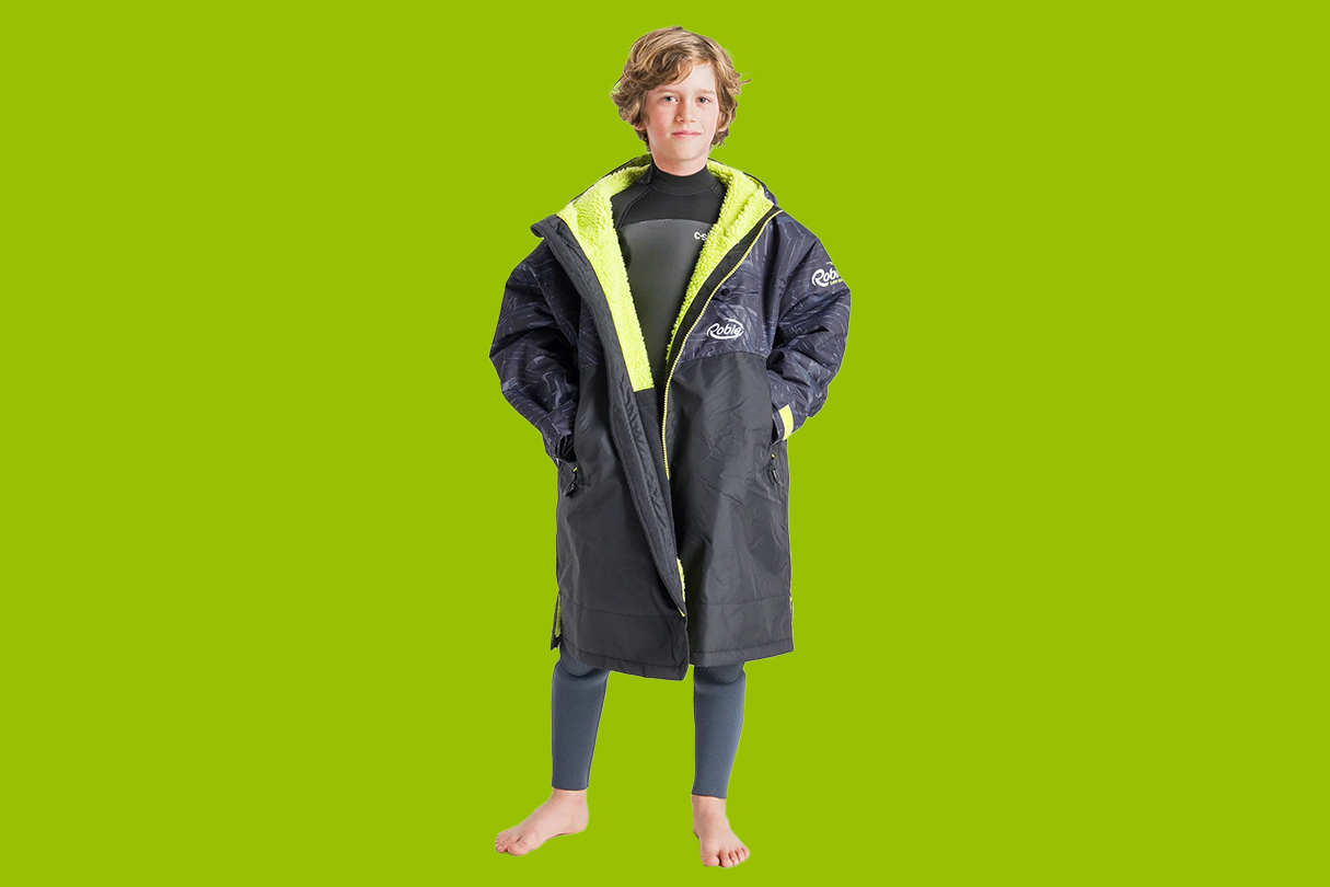 Robie Dry Series Short Sleeve Junior Changing Robe on a green background