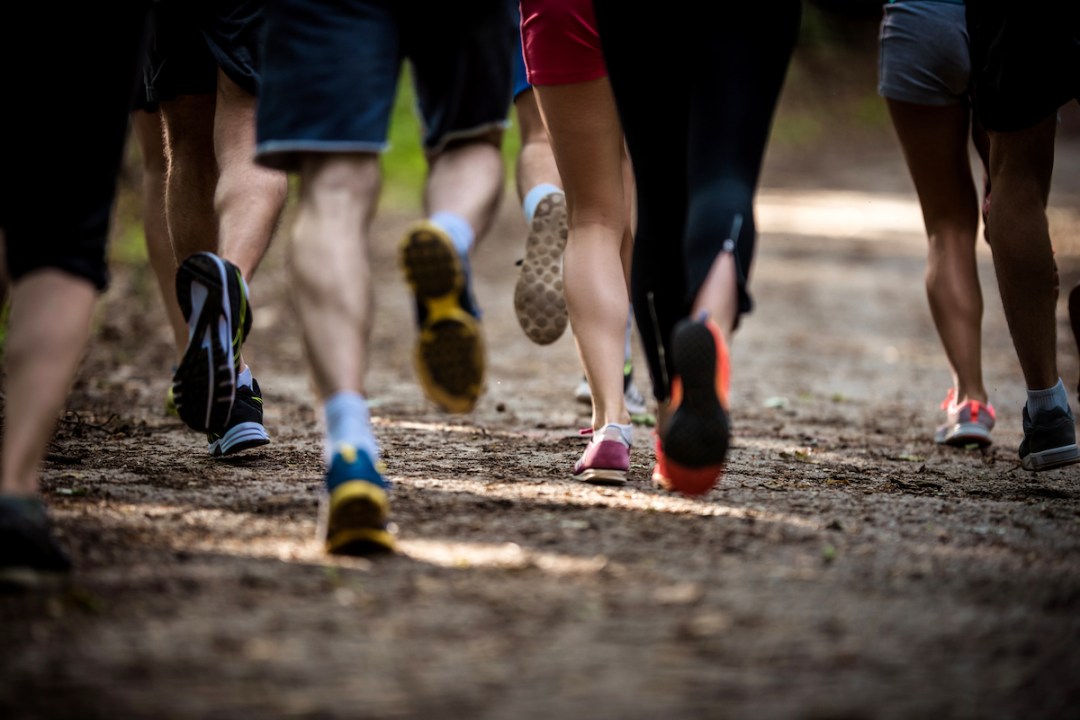 A group of people running together