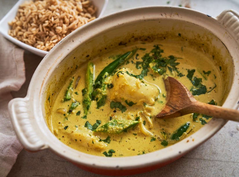 Cod, turmeric, ginger and coconut curry