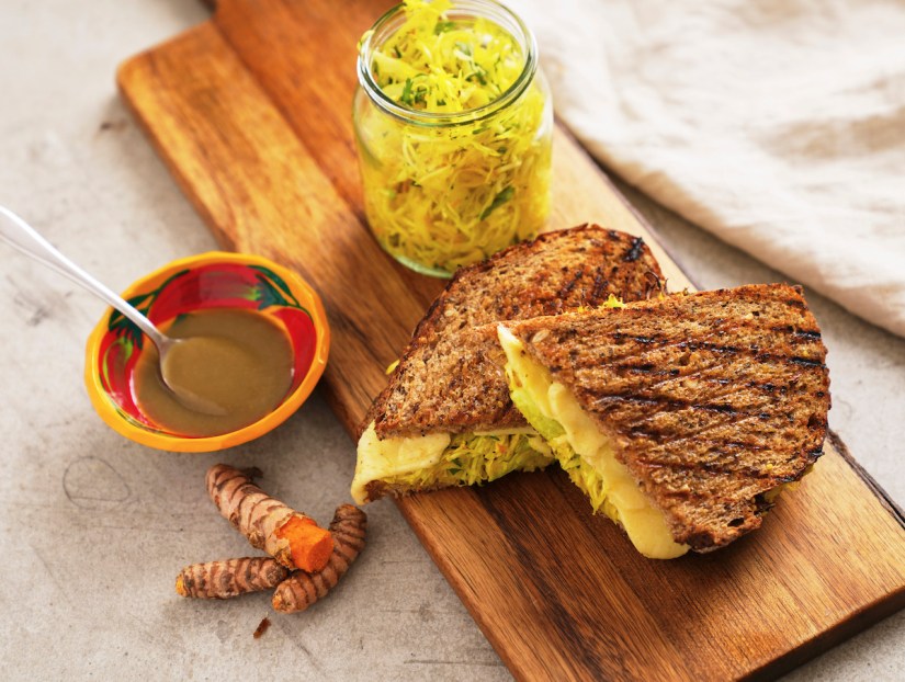 Grilled cheese with turmeric kraut