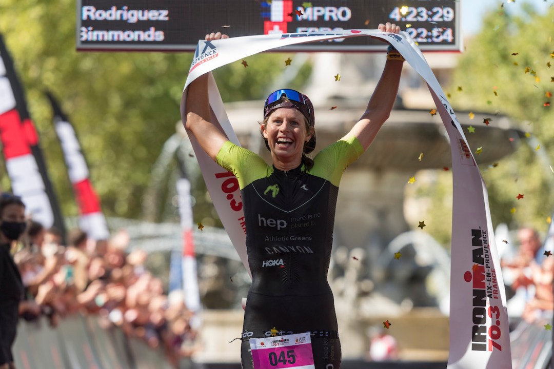 Imogen Simmonds winning Ironman 70.3 Aix-en-Provence, France, 2021.