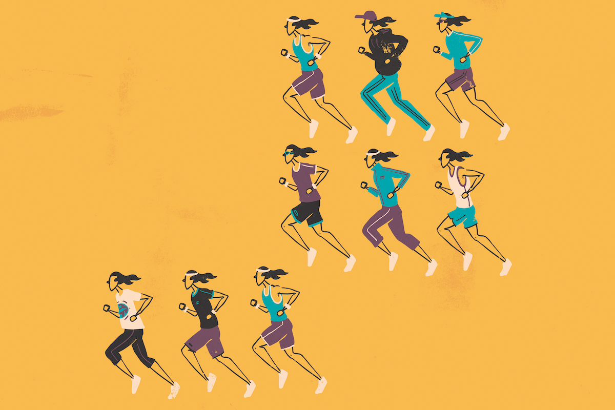 Illustration of runners in rows
