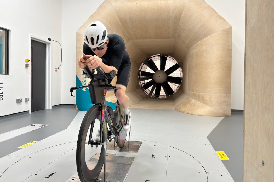 Best aero road helmets being tested in the wind tunnel