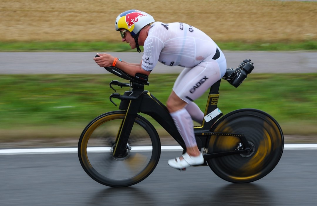 Kristian Blummenfelt competing in the 2023 Ironman 70.3 World Championship in Lahti, Finland. (Credit: Nigel Roddis/Getty Images for Ironman)