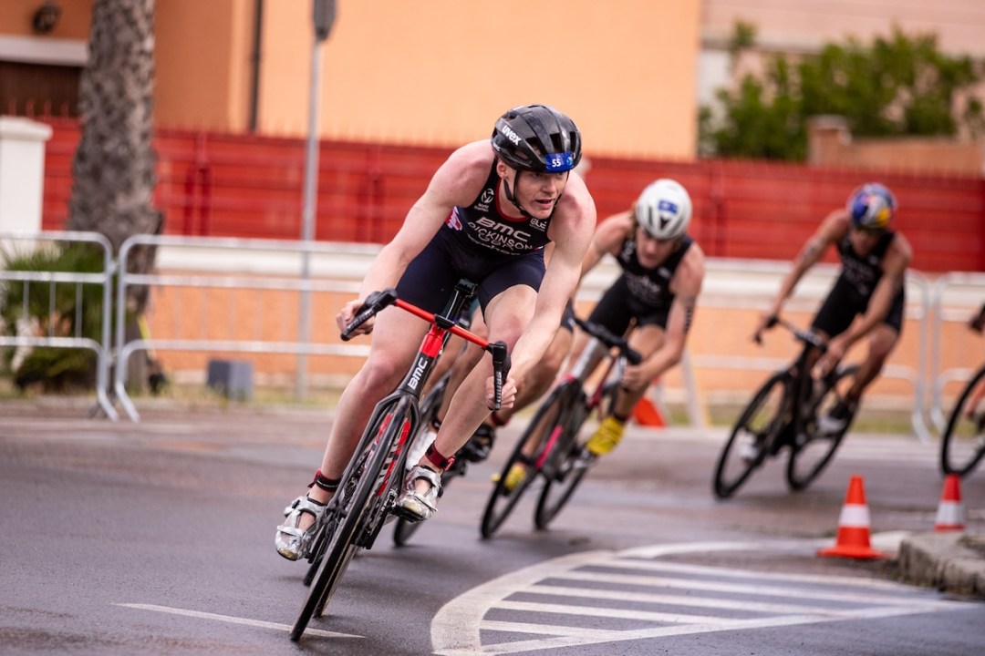 GB triathlete on the bike leg of the 2024 Cagliari WTCS