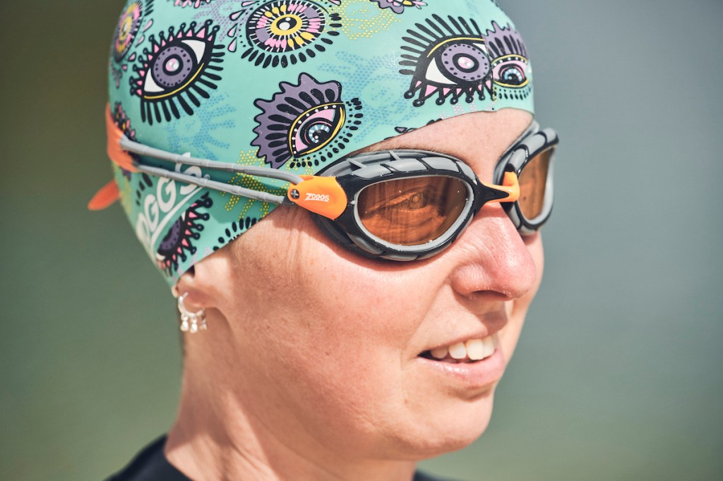 Female swimmer wearing the Zoggs Predator Polarized Ultra goggles