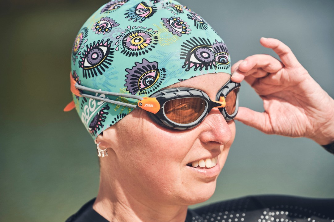 Female swimmer wearing the Zoggs Predator Polarized Ultra goggles