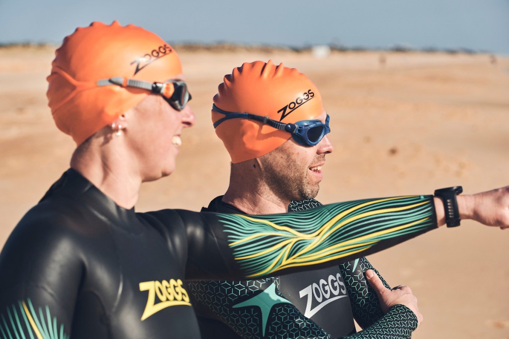 Swimmers wearing Zoggs wetsuits for sea swimming