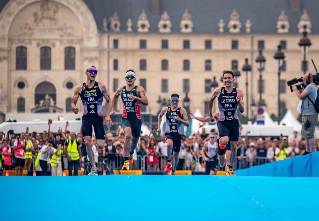 Dorian Coninx, Vasco Vilaça, Léo Bergere and Pierre Le Corre chase for the final two podium slots at the 2023 Paris Test Event