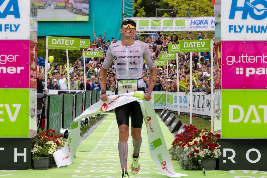 Denmark's Magnus Ditlev crosses the line at Roth 2024 to smash his own world record