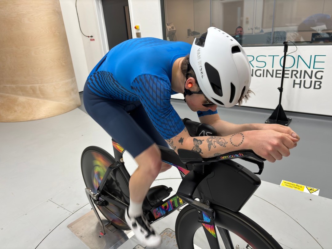 Castelli PR 2 Speed Suit being tested in the wind tunnel