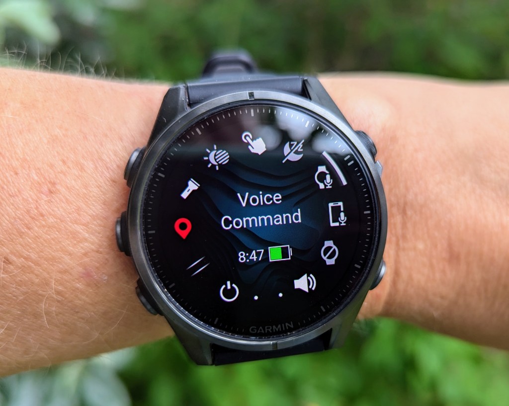 Garmin Fenix 8 showing new voice command options