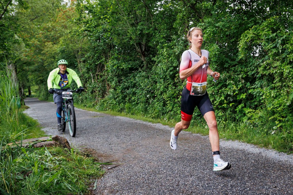 Julie Derron runs during the Ironman 70.3 Switzerland