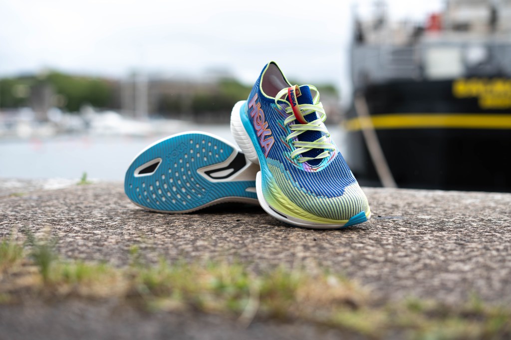 Close-up of Hoka Ceilo x1 running shoes