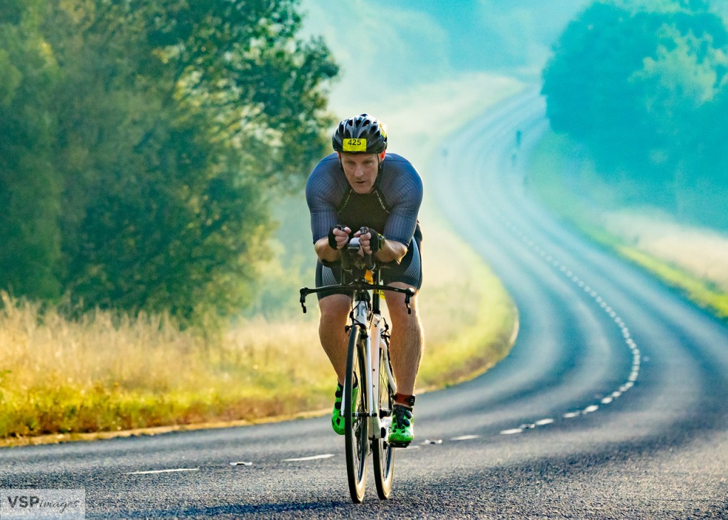 Man cycling in the Virtruvian triathlon