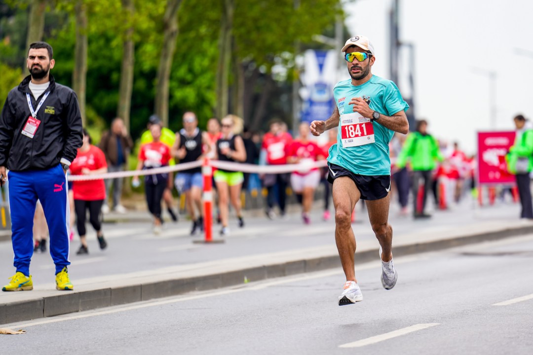 Man running in a road race