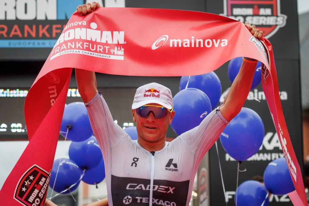 Kristian Blummenfelt put himself in the frame for Kona success with a thumping win in Frankfurt. Pic credit: Jan Hetfleisch/Getty Images for IRONMAN