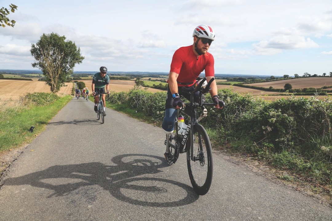 Billy Monger of Britain competes in the bike section during Ironman 70.3 Weymouth on September 15, 2024 in Weymouth, England