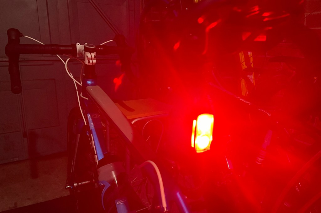 Giant Recon TL rear light switched on attached to bike