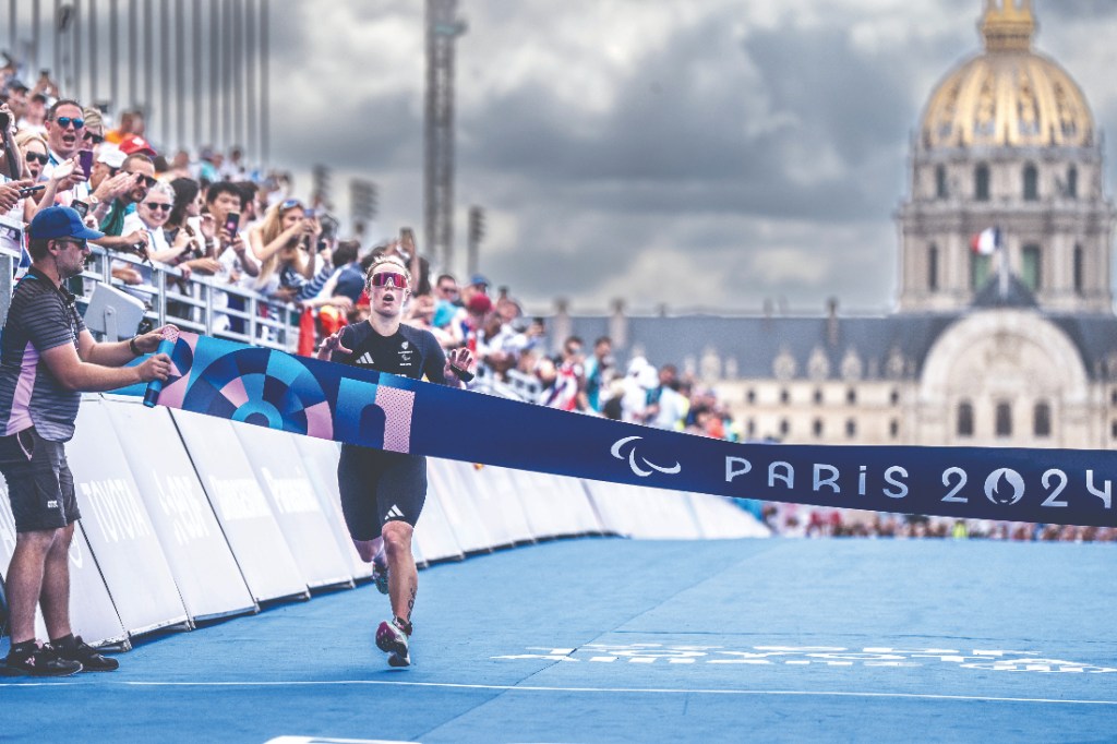 Megan Ritcher finishes run leg at Paris 2024