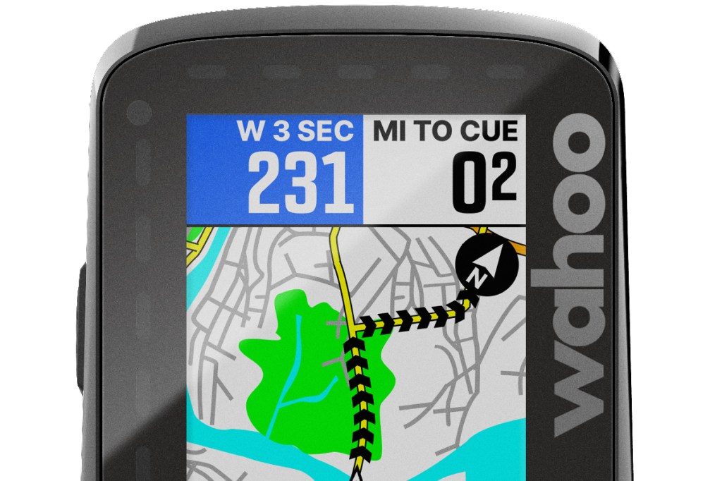 Close-up of Wahoo Elemnt Roam navigation screen