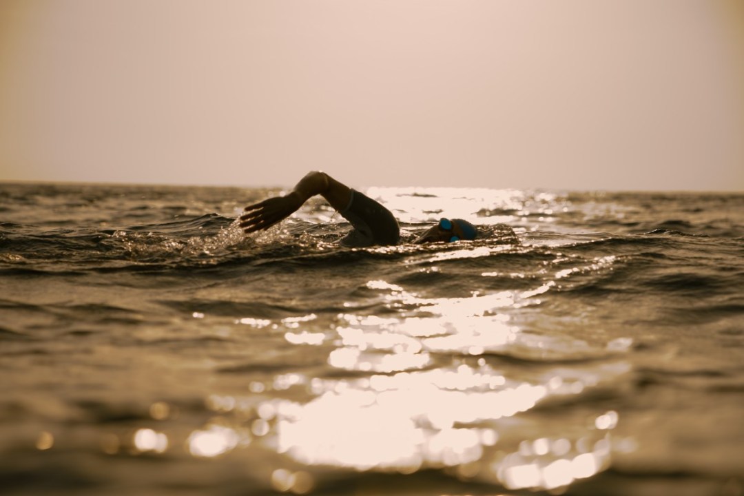 Swimmer in open water