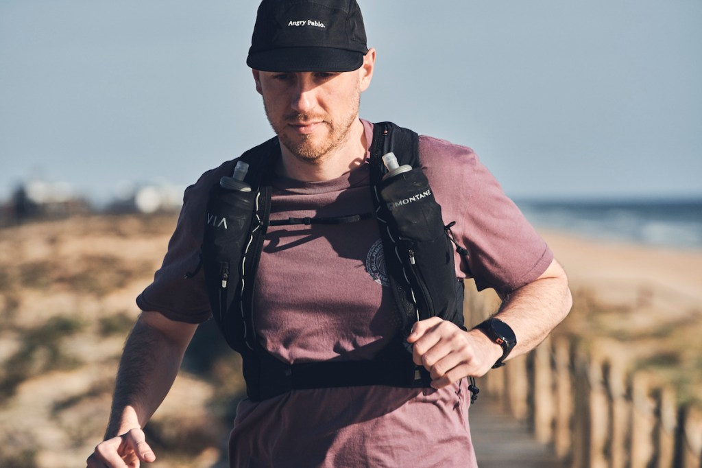 Male runner wearing Montane Gecko VP 5+