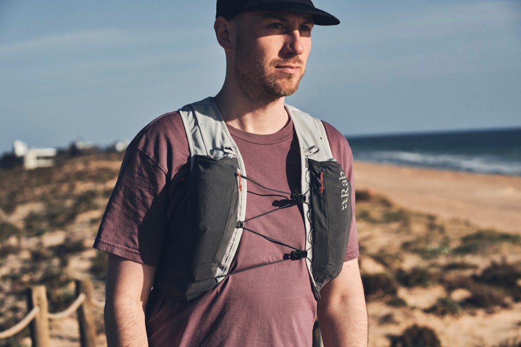 male runner wearing Rab Veil hydration vest